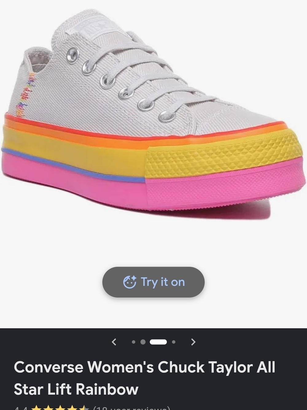 Converse Women's Chuck Taylor All Star Lift Rainbow White Canvas Sneakers